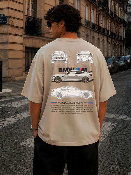 BMW, Round Neck Cotton terry, beige T-Shirt,