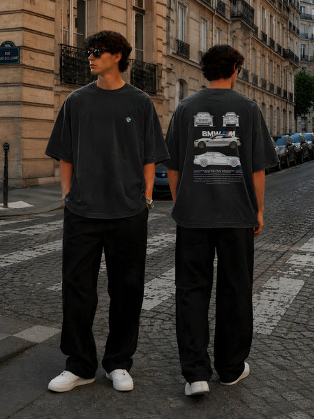 BMW, Round Neck Cotton terry, acidwash  T-Shirt,