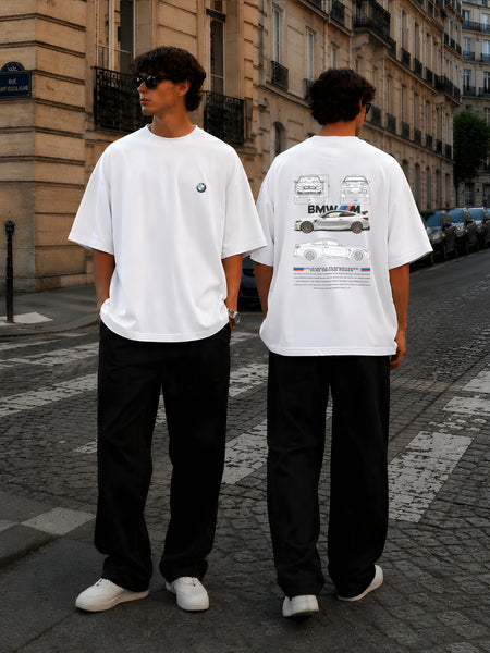 BMW, Round Neck Cotton terry, white T-Shirt,