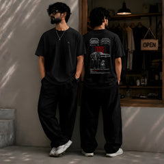 JOHN WICK, Round Neck Cotton terry, black T-Shirt,