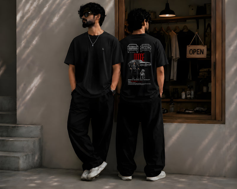 JOHN WICK, Round Neck Cotton terry, black T-Shirt,