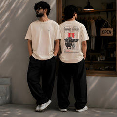 JOHN WICK, Round Neck Cotton terry, beige T-Shirt,