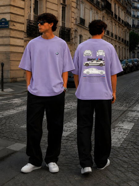 BMW, Round Neck Cotton terry, purple T-Shirt,