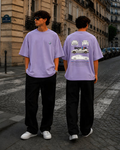 BMW, Round Neck Cotton terry, purple T-Shirt,