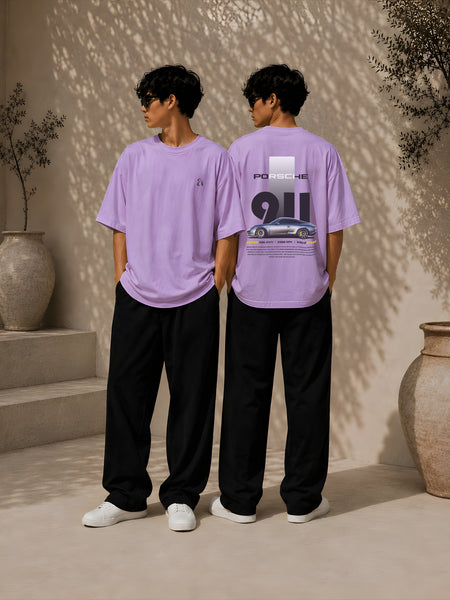 PORSCHE CAR, Round Neck Cotton terry, purple T-Shirt,