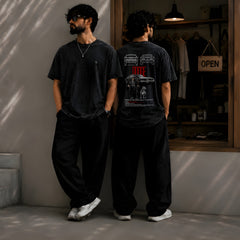 JOHN WICK, Round Neck Cotton terry, acidwash T-Shirt,