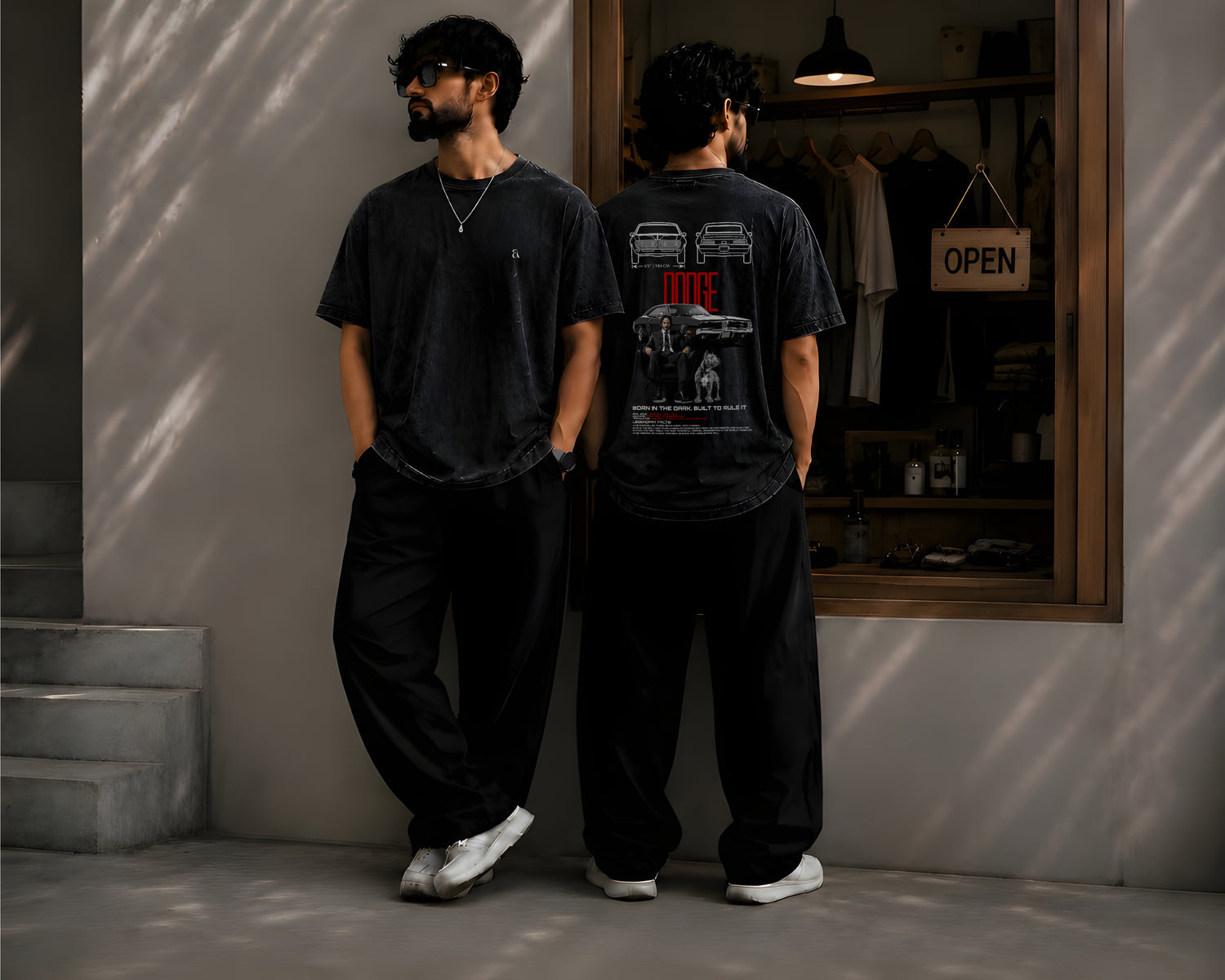 JOHN WICK, Round Neck Cotton terry, acidwash T-Shirt,
