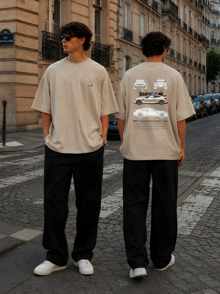 BMW, Round Neck Cotton terry, beige T-Shirt,