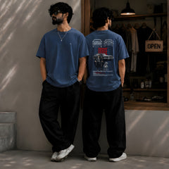 JOHN WICK, Round Neck Cotton terry, blue T-Shirt,