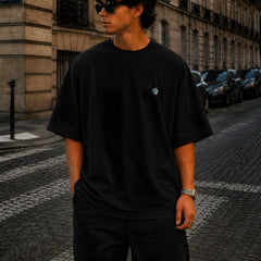 BMW, Round Neck Cotton terry, black T-Shirt,