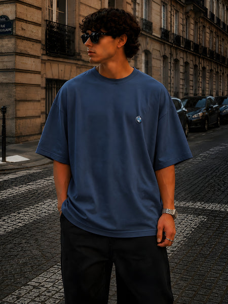 BMW, Round Neck Cotton terry, blue T-Shirt,