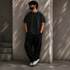 JOHN WICK, Round Neck Cotton terry, acidwash T-Shirt,