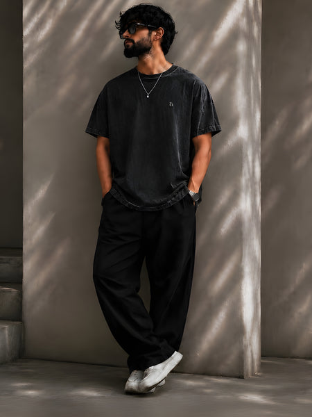 JOHN WICK, Round Neck Cotton terry, acidwash T-Shirt,