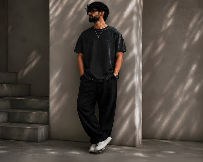JOHN WICK, Round Neck Cotton terry, acidwash T-Shirt,
