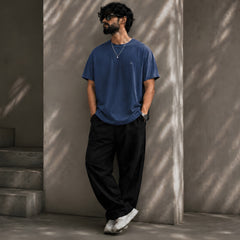 JOHN WICK, Round Neck Cotton terry, blue T-Shirt,