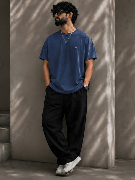 JOHN WICK, Round Neck Cotton terry, blue T-Shirt,