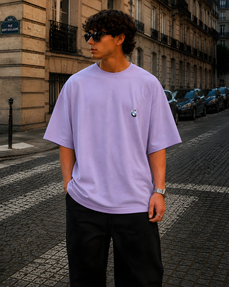 BMW, Round Neck Cotton terry, purple T-Shirt,