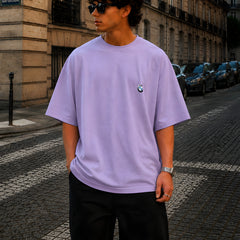 BMW, Round Neck Cotton terry, purple T-Shirt,