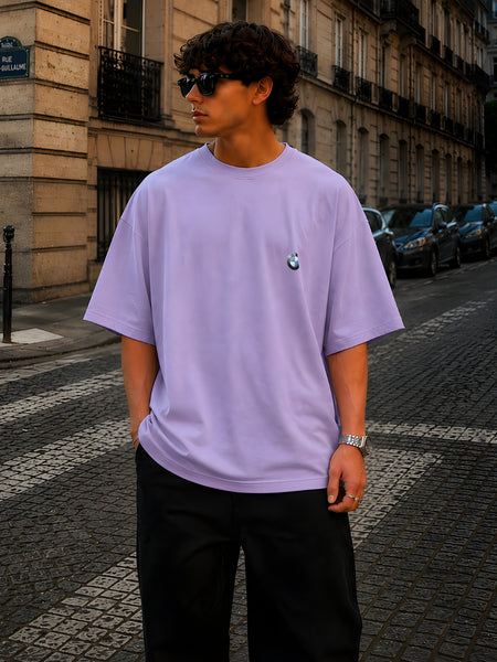 BMW, Round Neck Cotton terry, purple T-Shirt,