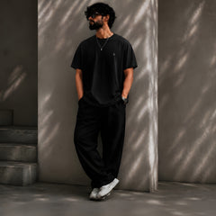 JOHN WICK, Round Neck Cotton terry, black T-Shirt,