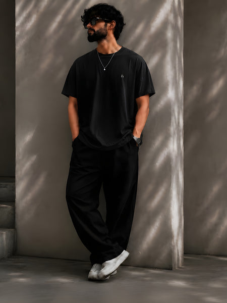 JOHN WICK, Round Neck Cotton terry, black T-Shirt,
