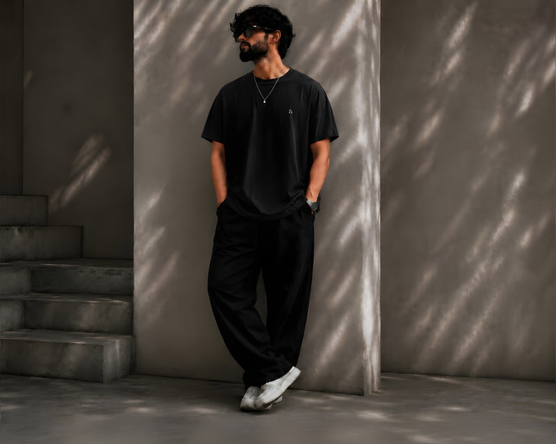 JOHN WICK, Round Neck Cotton terry, black T-Shirt,