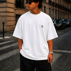 BMW, Round Neck Cotton terry, white T-Shirt,