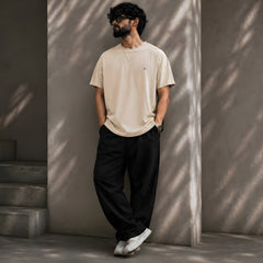 JOHN WICK, Round Neck Cotton terry, beige T-Shirt,