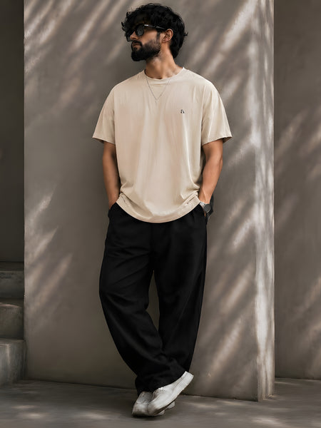 JOHN WICK, Round Neck Cotton terry, beige T-Shirt,
