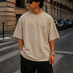 BMW, Round Neck Cotton terry, beige T-Shirt,