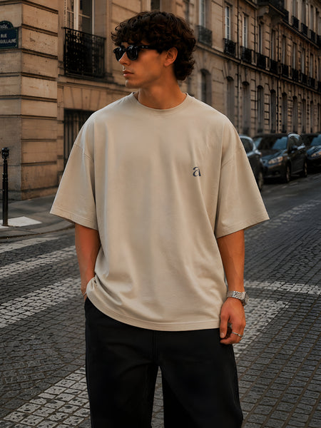 BMW, Round Neck Cotton terry, beige T-Shirt,