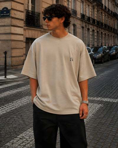 BMW, Round Neck Cotton terry, beige T-Shirt,