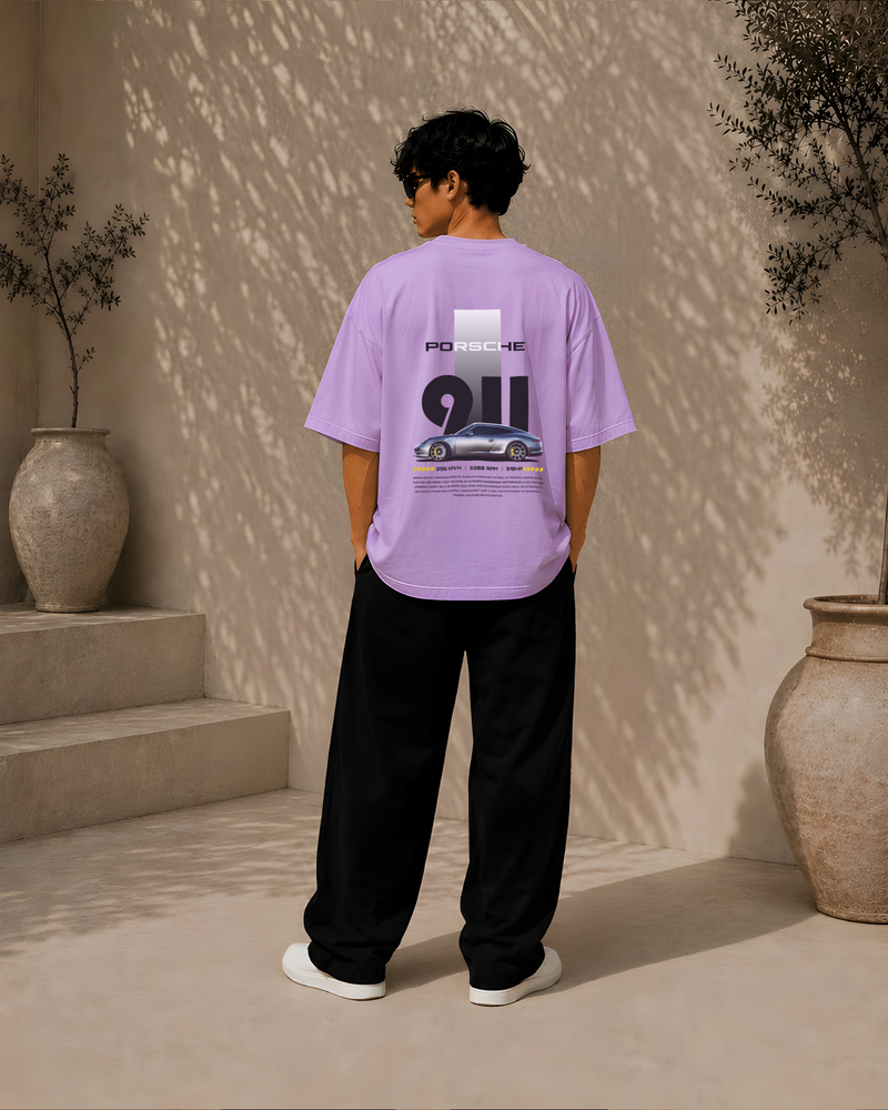 PORSCHE CAR, Round Neck Cotton terry, purple T-Shirt,