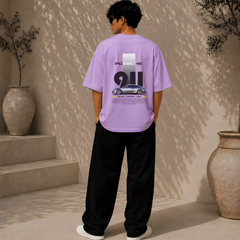 PORSCHE CAR, Round Neck Cotton terry, purple T-Shirt,