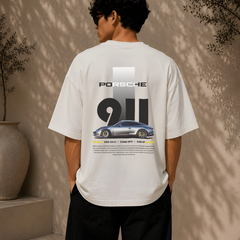 PORSCHE CAR, Round Neck Cotton terry, white T-Shirt,