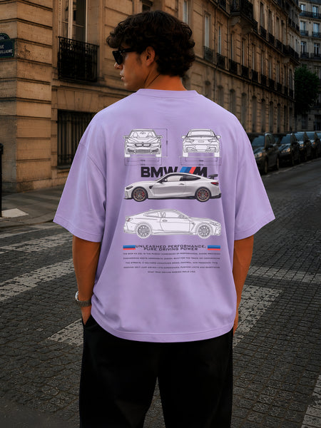 BMW, Round Neck Cotton terry, purple T-Shirt,