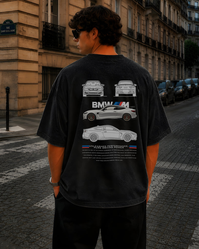 BMW, Round Neck Cotton terry, acidwash  T-Shirt,