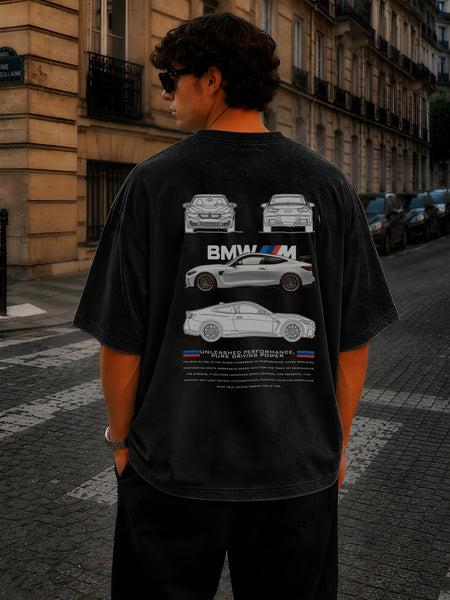 BMW, Round Neck Cotton terry, acidwash  T-Shirt,