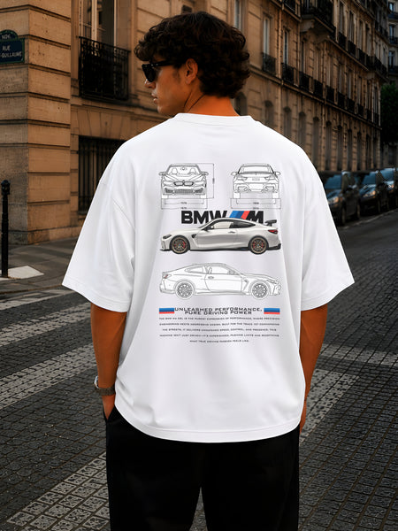 BMW, Round Neck Cotton terry, white T-Shirt,