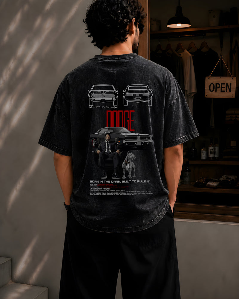 JOHN WICK, Round Neck Cotton terry, acidwash T-Shirt,