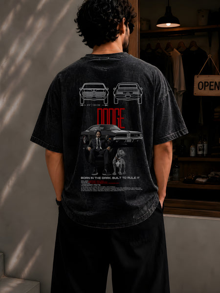 JOHN WICK, Round Neck Cotton terry, acidwash T-Shirt,